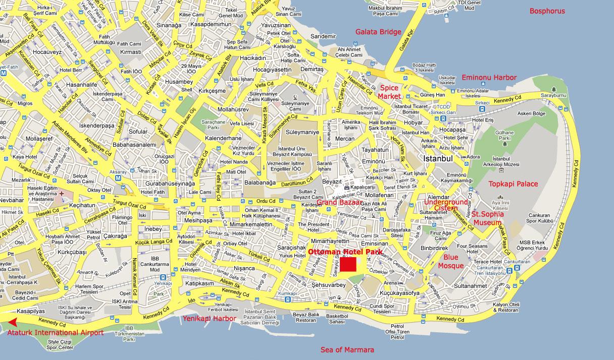 Istanbul city center map - Map of istanbul city center (Turkey)