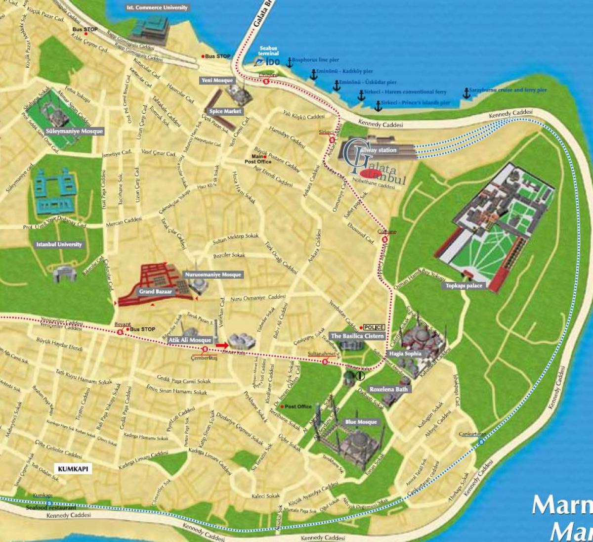 Istanbul map sultanahmet - Sultanahmet map istanbul (Turkey)