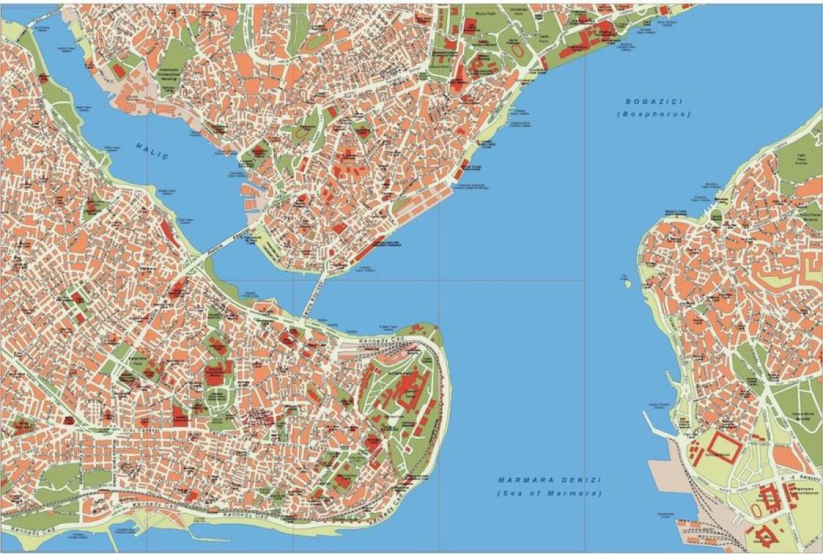 Istanbul map vector - Map of istanbul sites (Turkey)